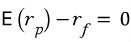 E(r_p) - r_f = 0