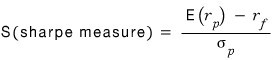 S (Sharpe measure) = (E(r_p) - r_f) / \sigma_p