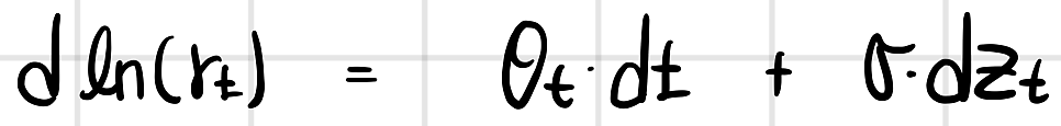 The KWF model: d ln(r_t) = θ_t dt + σ dz_t