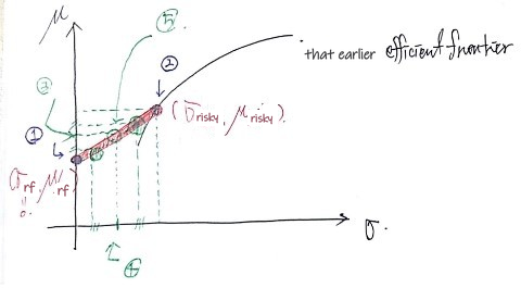 The straight line joining the risk-free point and the risky point