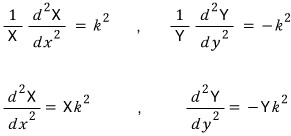Separated equations with positive k squared for X and negative k squared for Y