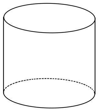 Hand-drawn outline of an uncharged cylindrical volume element