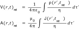 The retarded potentials V_ret(r,t) and A_ret(r,t) again