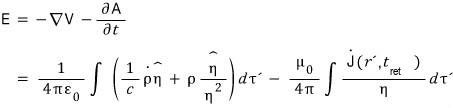 E = −grad V − ∂A/∂t with both pieces put in