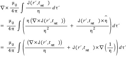 The curl of the retarded A worked out with that rule, taking g = eta