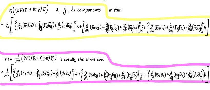 All three components of the E terms, and the same pattern for the B terms