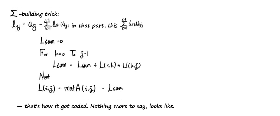 Handwritten notes: the Σ trick in the L loop