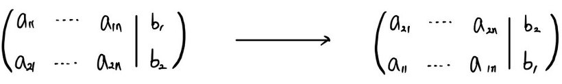 Swapping the two rows of an augmented matrix