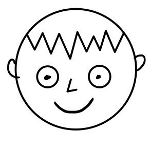 Hand-drawn smiley face with spiky hair, the mapped ID photo