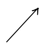 Hand-drawn arrow pointing up and to the right, a vector
