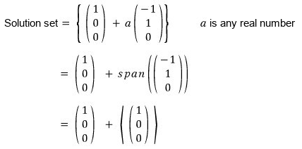 The solution set of the second system, a particular solution plus a span of one vector
