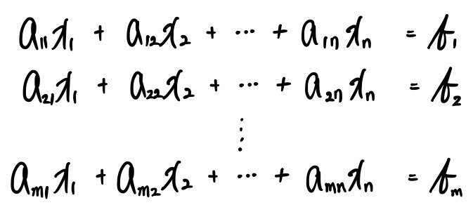 A system of m linear equations in n unknowns