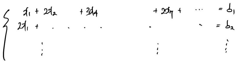The system of equations that matrix stands for, one equation per row