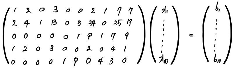 The 5 by 10 matrix equation again