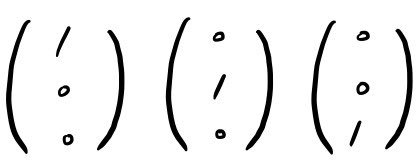 The three columns (1, 0, 0), (0, 1, 0), (0, 0, 1) side by side