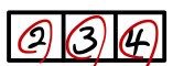 2, 3, 4, each circled