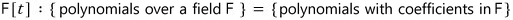 Definition: polynomials over a field F, the polynomials with coefficients in F