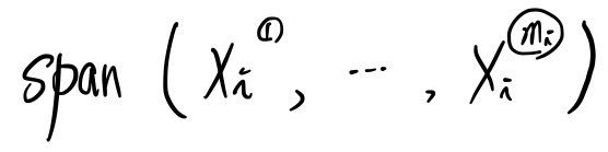 The span of Xᵢ^(1), …, Xᵢ^(mᵢ)