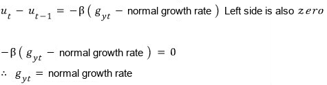 In the medium term the left side of Okun&rsquo;s law is 0, so g_yt equals the normal growth rate