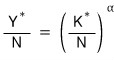 \frac{Y^{}}{N} = \left( \frac{K^{}}{N} \right)^{\alpha}