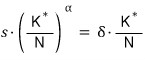 S \cdot \left( \frac{K^{}}{N} \right)^{\alpha} = \delta \cdot \frac{K^{}}{N}