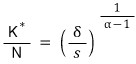 \frac{K^{*}}{N} = \left( \frac{\delta}{s} \right)^{\frac{1}{\alpha - 1}}