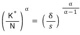 \frac{Y^{*}}{N} = \left( \frac{\delta}{s} \right)^{\frac{\alpha}{\alpha - 1}}