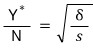 \frac{Y^{*}}{N} = \sqrt{\frac{s}{\delta}}