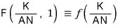 F of K over AN and 1 is written as small f of K over AN