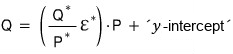 Q \quad = \quad \left( \frac{Q^{}}{P^{}}E^{*} \right) \cdot P \quad + \quad &lsquo;y\text{-intercept}&rsquo;