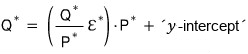 Q^{} \quad = \quad \left( \frac{Q^{}}{P^{}}E^{} \right) \cdot P^{*} \quad + \quad &lsquo;y\text{-intercept}&rsquo;