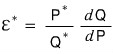 E^{} \quad = \quad \frac{P^{}}{Q^{*}}\frac{dQ}{dP}