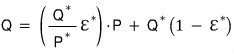 Q \quad = \quad \left( \frac{Q^{}}{P^{}}E^{} \right) \cdot P \quad + \quad Q^{}\left( 1 \quad - \quad E^{*} \right)
