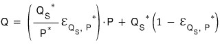 Q \quad = \quad \left( \frac{Q_{S}^{}}{P^{}}E_{Q_{S}, \quad P}^{} \right) \cdot P \quad + \quad Q_{S}^{}\left( 1 \qu