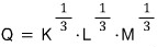 Q = K^⅓·L^⅓·M^⅓