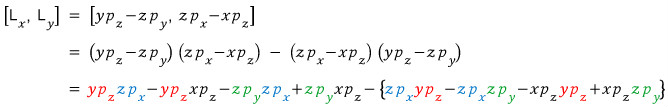 Expanded calculation of the commutator of the x and y components of angular momentum