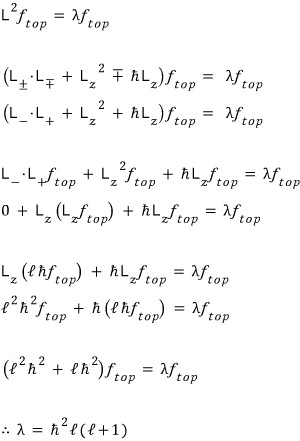 Detailed top-state derivation of lambda equals hbar squared l times l plus one