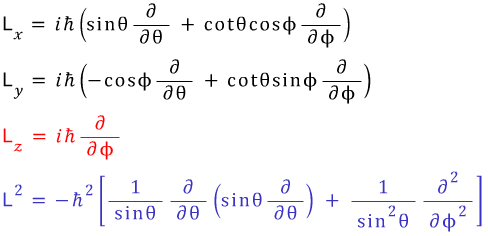 Cartesian angular-momentum components expressed as angular derivatives in spherical coordinates