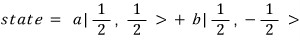A general state written as a superposition of the two spin-one-half basis states