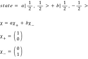Definitions of chi plus and chi minus as the two z-spin basis states