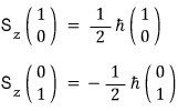 Action of S z on the two standard column-vector basis states