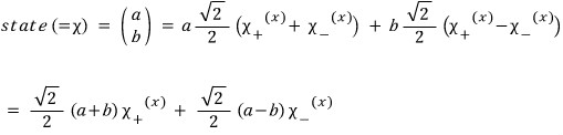Coefficients obtained when rewriting the general spinor in the S x basis
