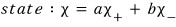 A general spin state written as a times chi plus plus b times chi minus