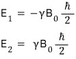 The energy eigenvalues E one and E two for the two z-spin states