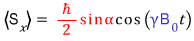The x component of the spin expectation value oscillating as cosine of gamma B zero t
