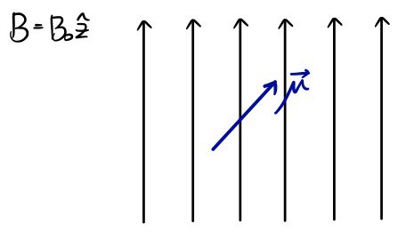 A magnetic moment in a uniform field B zero directed along z
