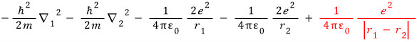 Helium Hamiltonian with two kinetic terms, two nuclear attractions, and electron-electron repulsion