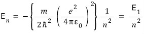 Hydrogenic energy E sub n proportional to one over n squared