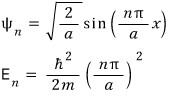 Normalized infinite-well eigenfunction and its corresponding energy eigenvalue