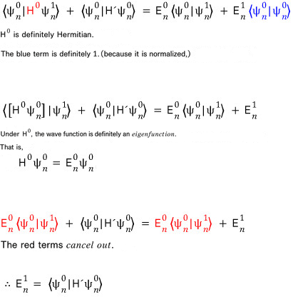Derivation of the first-order energy correction E n 1 as the expectation value of H prime in psi n 0